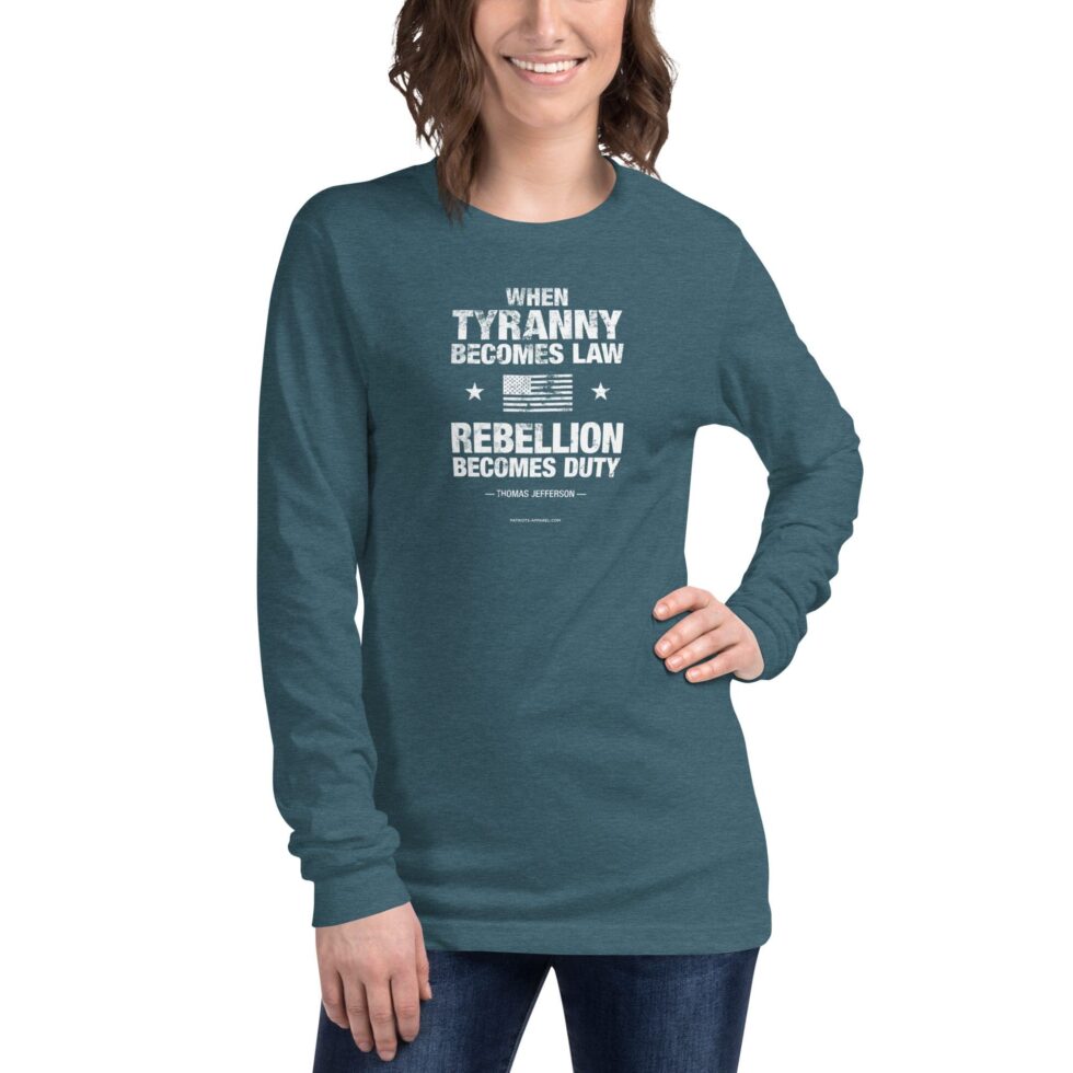 Rebellion Duty Bold Distressed – Women’s Long Sleeve Tee - Image 5