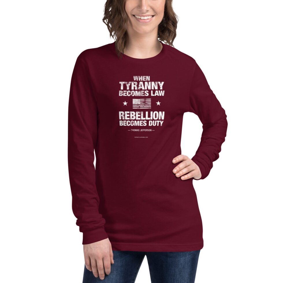 Rebellion Duty Bold Distressed – Women’s Long Sleeve Tee - Image 7